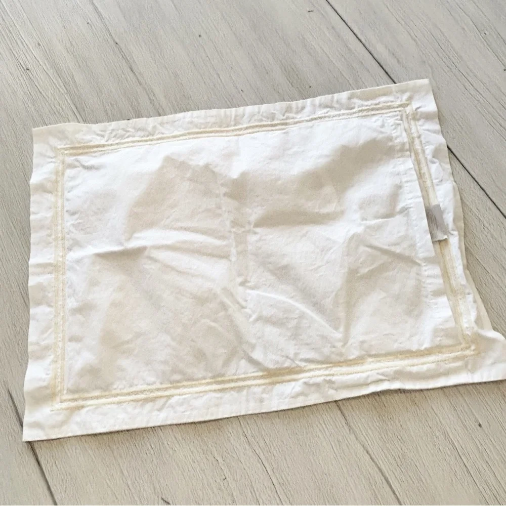 RESTORATION HARDWARE White Yellow Italian Satin Stitch Hotel Sham Lumber Italy